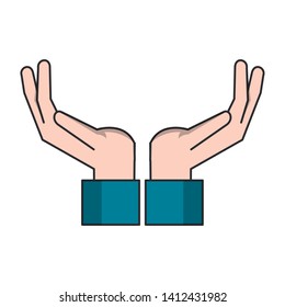 Hands open up cartoon isolated vector illustration graphic design