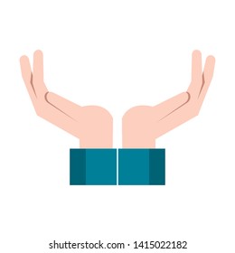 Hands open up cartoon isolated vector illustration graphic design