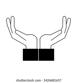 Hands open up cartoon isolated vector illustration graphic design