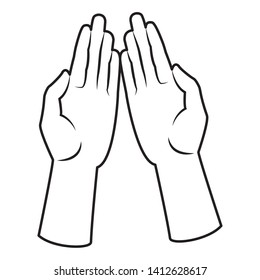 hands open facing in front icon cartoon isolated black and white vector illustration graphic design