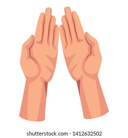 hands open facing in front icon cartoon isolated vector illustration graphic design
