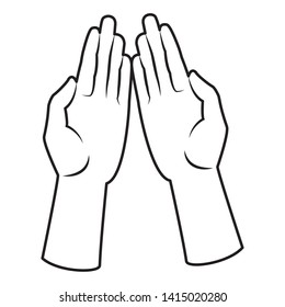 hands open facing in front icon cartoon isolated black and white vector illustration graphic design