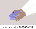 Hands opening an empty wallet, financial troubles, no cash