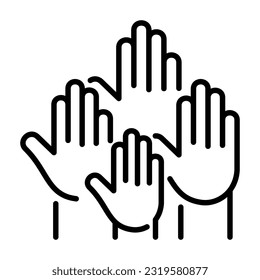 Hands Up Outline Icon Button Logo Community Design