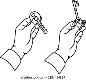 contorno de manos en un contorno de fondo blanco, ilustración vectorial, icono