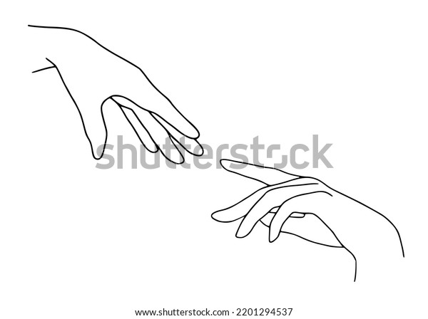 Hands Outline Reaching Out Each Other Stock Vector (Royalty Free ...