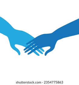 Hands outstretched to each other, handshake hand drawn vector illustration isolated on white background. Concept of friendship ,help, care. Life style, social problems, society, family. Design element