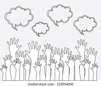 hands up over white background vector illustration