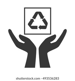 hands with package icons