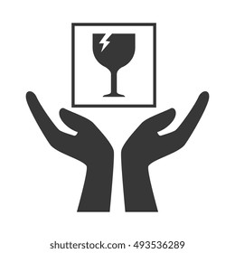 hands with package icons