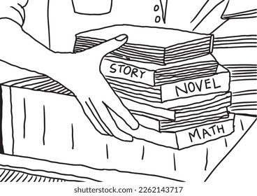 Hands packing books in a box. International Book Giving Day