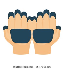 Hands with painted nails forming sunglasses symbol, representing fashion, style, and summer vibes