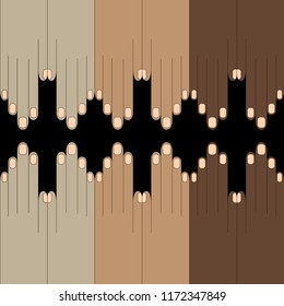 Hands palms seamless vector black pattern for wrapping, craft, textile, fabric