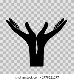 Hands, palms up. Vector icon, black silhouette. flat minimal design isolated on transparent background, eps 10. - Powered by Shutterstock - Get 15% off with code: PIKWIZARD15