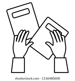 hands with paper document