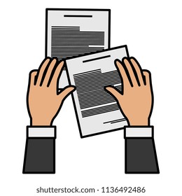 hands with paper document