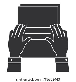 hands with paper document