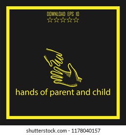 hands of parent and child sketch vector icon
