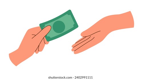 Hands passing paper money to each other. Finance concept. Money concept.
