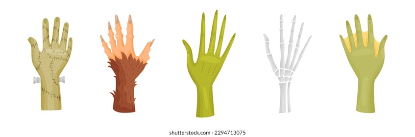 Hands and Paws of Fantastic Creatures and Monsters Vector Set