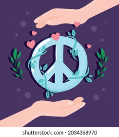 hands with peace symbol cartoon