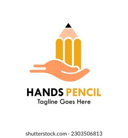 Hands- und Stift-Design-Logo-Vorlage Illustration