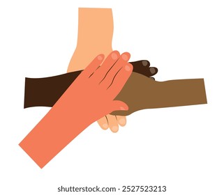 Manos de Personas juntas. Diversidad multicultural, trabajo en equipo y Arte vectorial empresarial