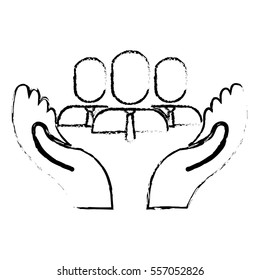 hands and people icon over white background. colorful design. vector illustration