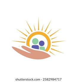 hands, people and sunlight icon logo design template