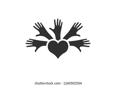 Hands of people, unity and peace, vector logo