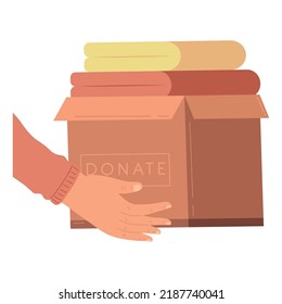 hands persons lifting donations box character