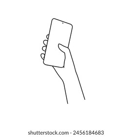 Hands with Phone with Empty Display Sign Black Thin Line Communication Concept. Vector illustration of Linear Icon