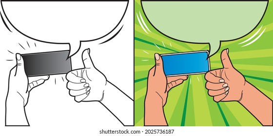 hands with a phone and useful information