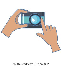 hands with photographic camera isolated icon