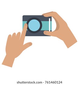 hands with photographic camera isolated icon
