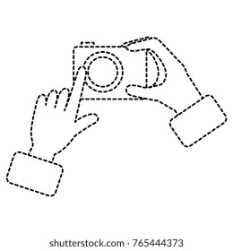 hands with photographic camera isolated icon