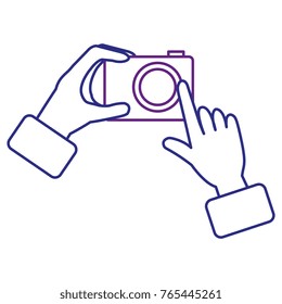 hands with photographic camera isolated icon