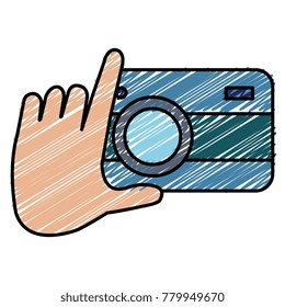 hands with photographic camera isolated icon