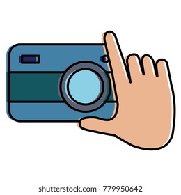 hands with photographic camera isolated icon
