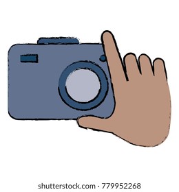 hands with photographic camera isolated icon