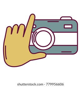 hands with photographic camera isolated icon