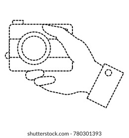 hands with photographic camera isolated icon