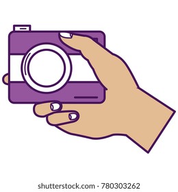 hands with photographic camera isolated icon