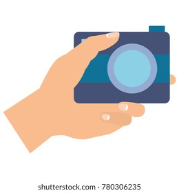 hands with photographic camera isolated icon
