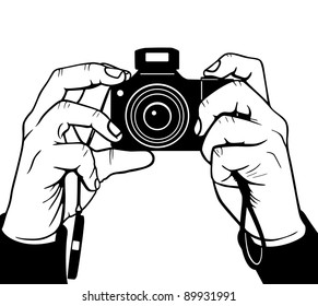 Hands photography, vector illustration