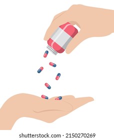 Hands with pills. Health care concept.