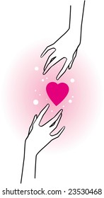 hands and pink hearts