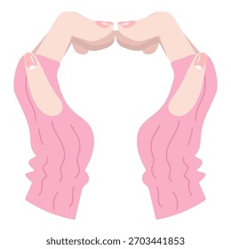 Hands with Pink Knit Sleeves Making a Heart Shape Illustration