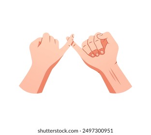 Hands to Pinky promise vector isolated on white background.