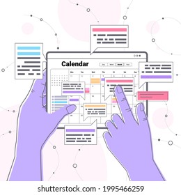 hands planning day scheduling appointment in online calendar app agenda meeting plan time management